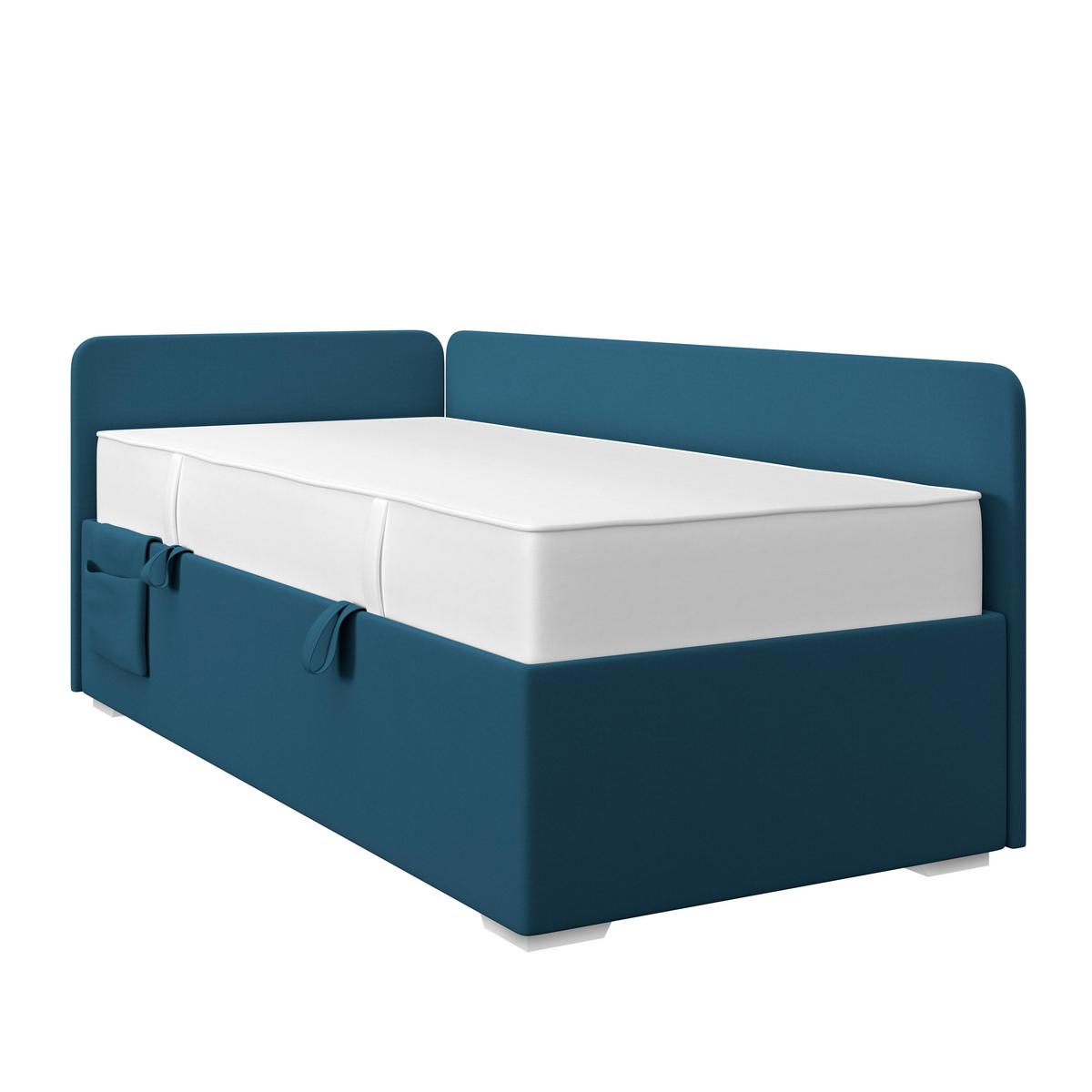 Polsterbett Remi - Chromfarben/Dunkelblau, MODERN, Holz/Textil (90/200cm)