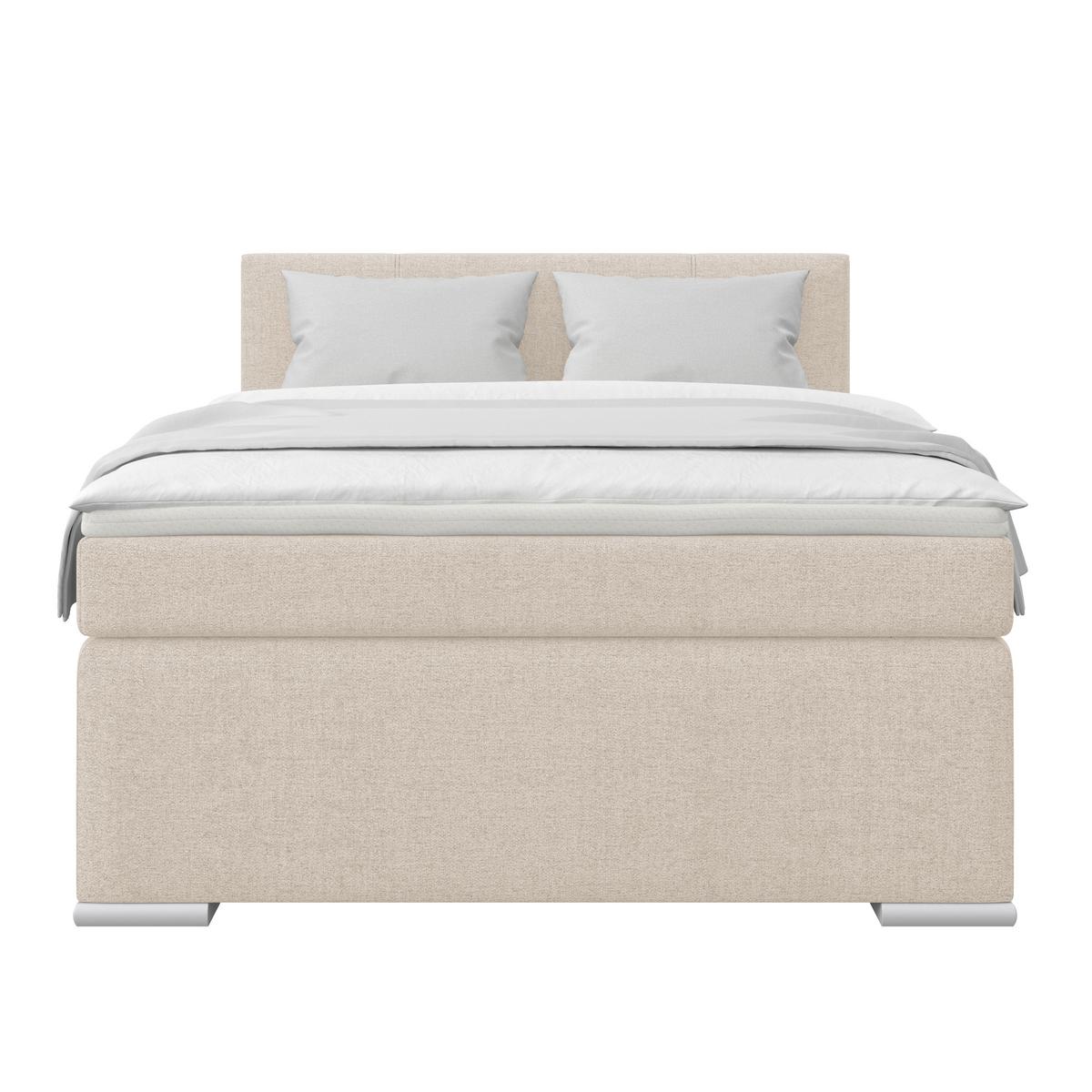Boxspringbett Mira Webstoff Grau, Lf: 140x200cm - Beige, KONVENTIONELL, Holz/Textil (140/200cm)
