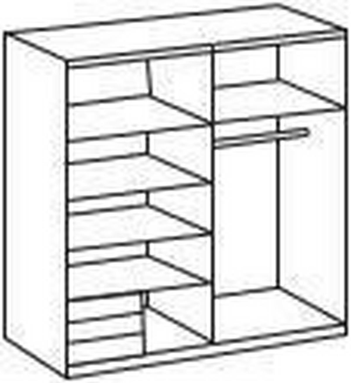 Schwebetürenschrank Mit Glas + Laden 179cm Aurich, Graphit - Eichefarben/Graphitfarben, Basics, Holzwerkstoff (179/198/64cm) - Livetastic