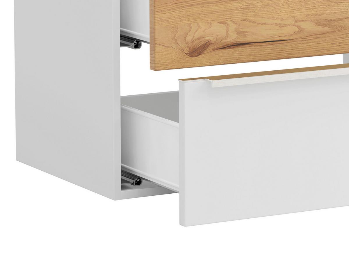 WASCHTISCHKOMBI Verona Weiß/Wildeiche B: 80cm - Wildeiche/Weiß, Trend, Holzwerkstoff/Stein (80/54/47cm) - Held