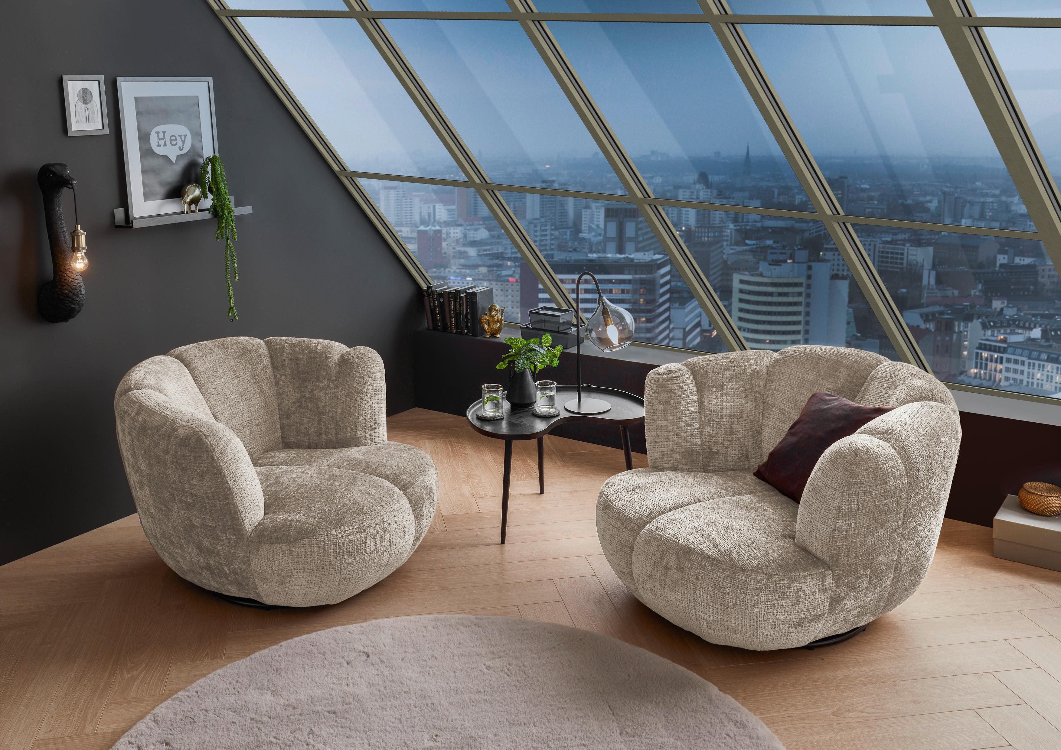 Sessel Muriel Taupe B: 101 Cm - Taupe/Schwarz, KONVENTIONELL, Textil (101/69/107cm) - MID.YOU