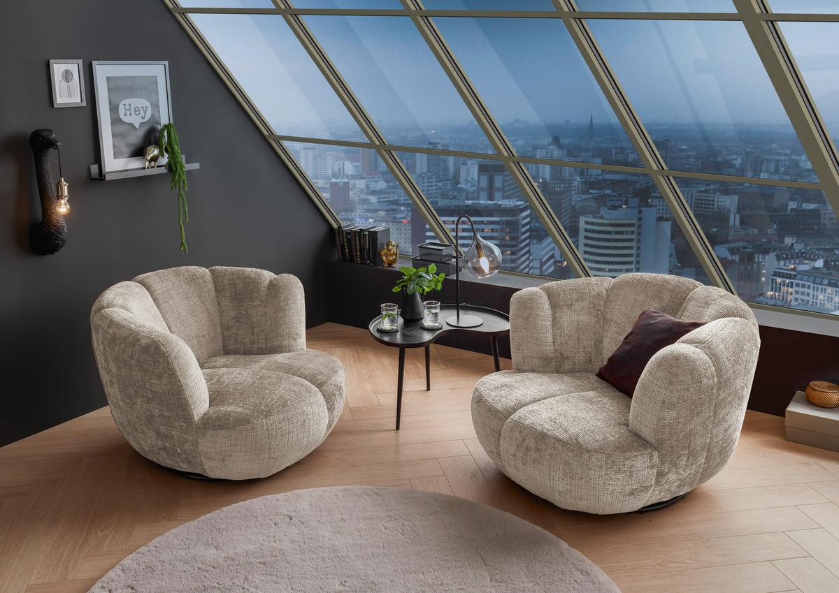 Sessel Muriel Taupe B: 101 cm - Taupe/Schwarz, KONVENTIONELL, Textil (101/69/107cm) - MID.YOU