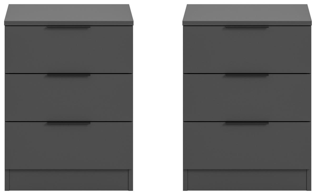 Nachtkästchenset Kopenhagen Anthrazit B: 45 Cm - Anthrazit/Schwarz, MODERN, Holzwerkstoff (45/60/40cm) - MID.YOU