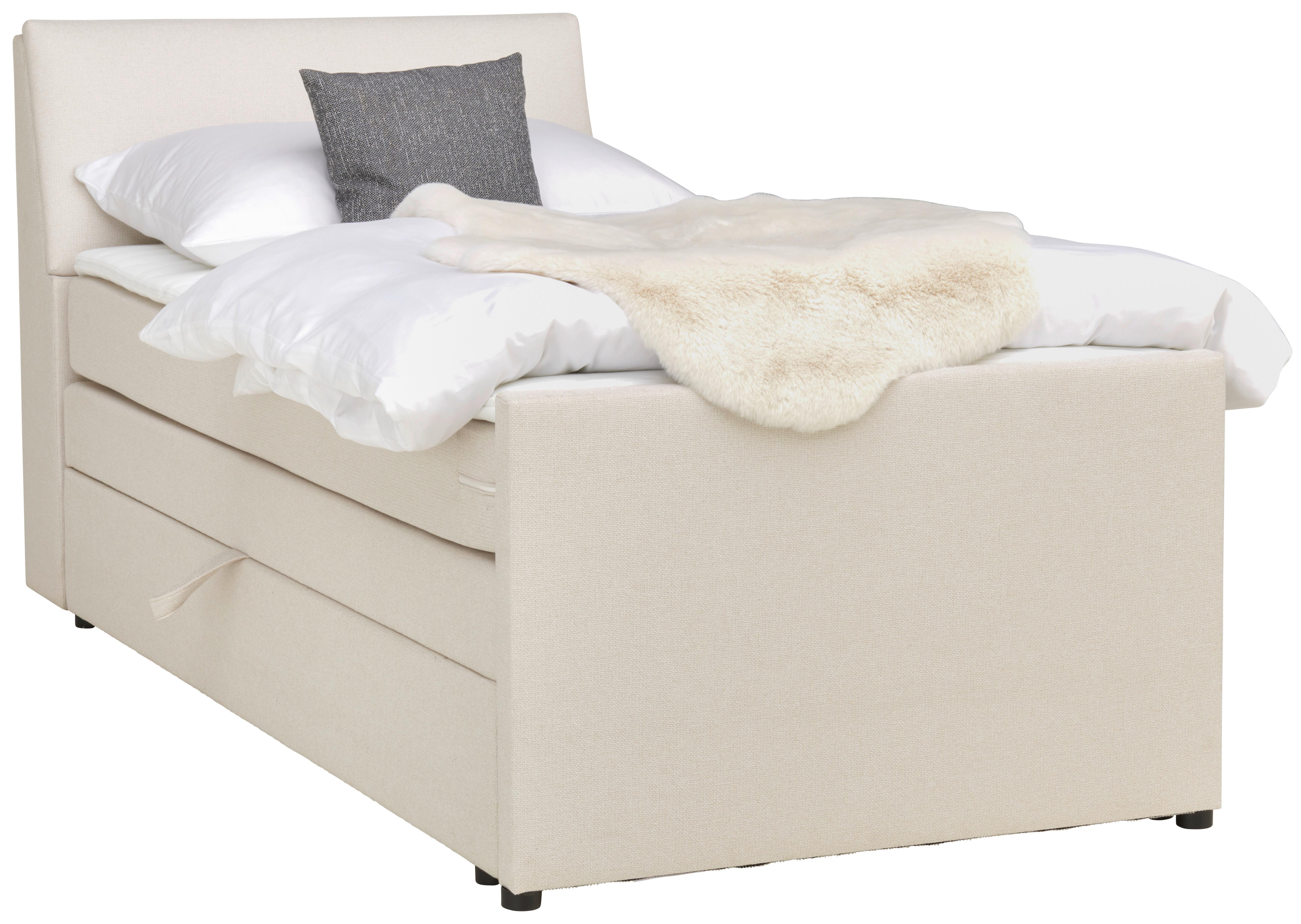 Boxspringbett Mit Bettkasten Nida 100x200 Cm Creme - Creme/Schwarz, MODERN, Holz/Textil (100/200cm) - MID.YOU