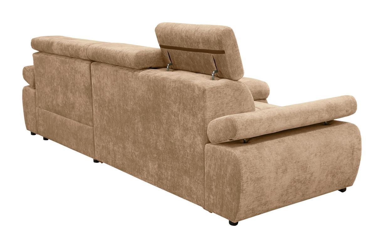 Rohová sedačka VEGAS, pravá, béžovohnedá ženilka - béžovohnedá/čierna, Design, drevo/textil (294/173cm)