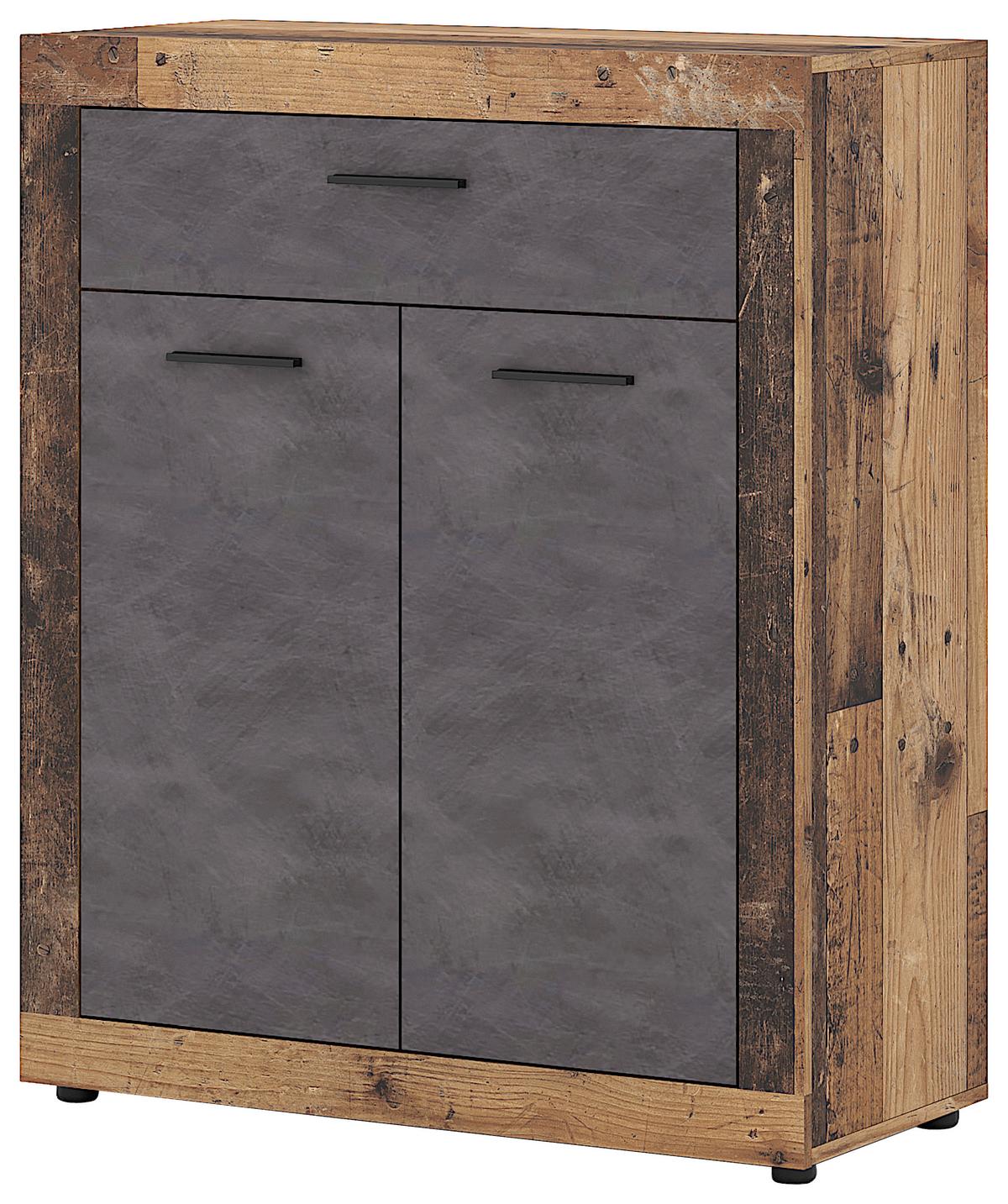 Kommode Luna Eiche Old Style - Alteiche/Schwarz, Design, Holzwerkstoff/Kunststoff (88,9/107,7/40cm) - MID.YOU