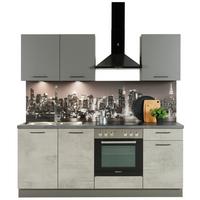 Küchenzeile Base/Win mit Geräte 205 cm Beton Hell/Anthrazit - Design, Holzwerkstoff (205cm) - Express