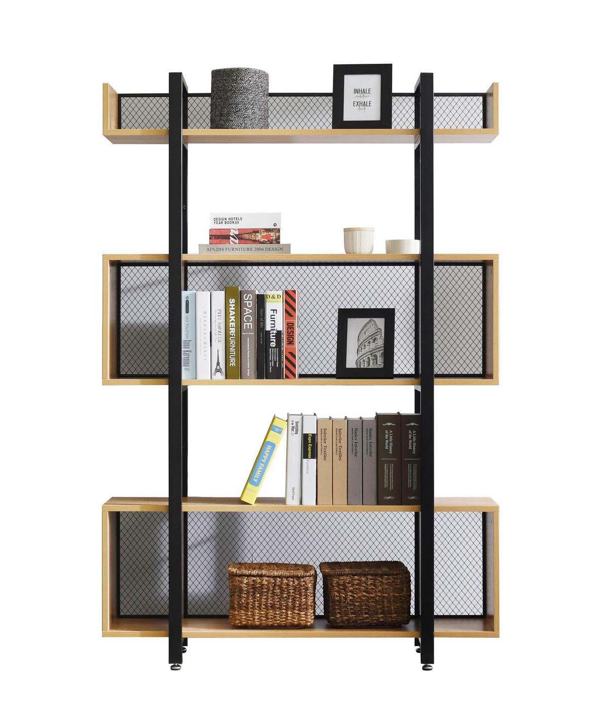 Regal Naturfarben/schwarz - Schwarz/Naturfarben, Design, Holzwerkstoff/Metall (120/180/30cm) - Livetastic