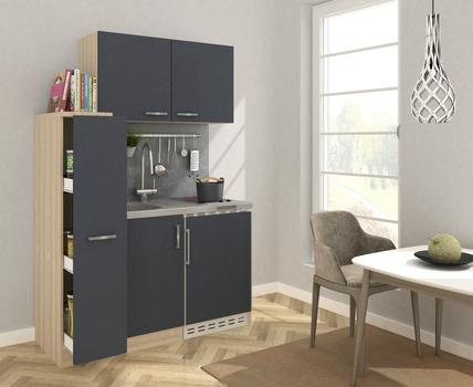 001899006908 - Miniküche B: 130 cm Schwarz/Eiche 001899006908 - Miniküche B: 130 cm Schwarz/Eiche