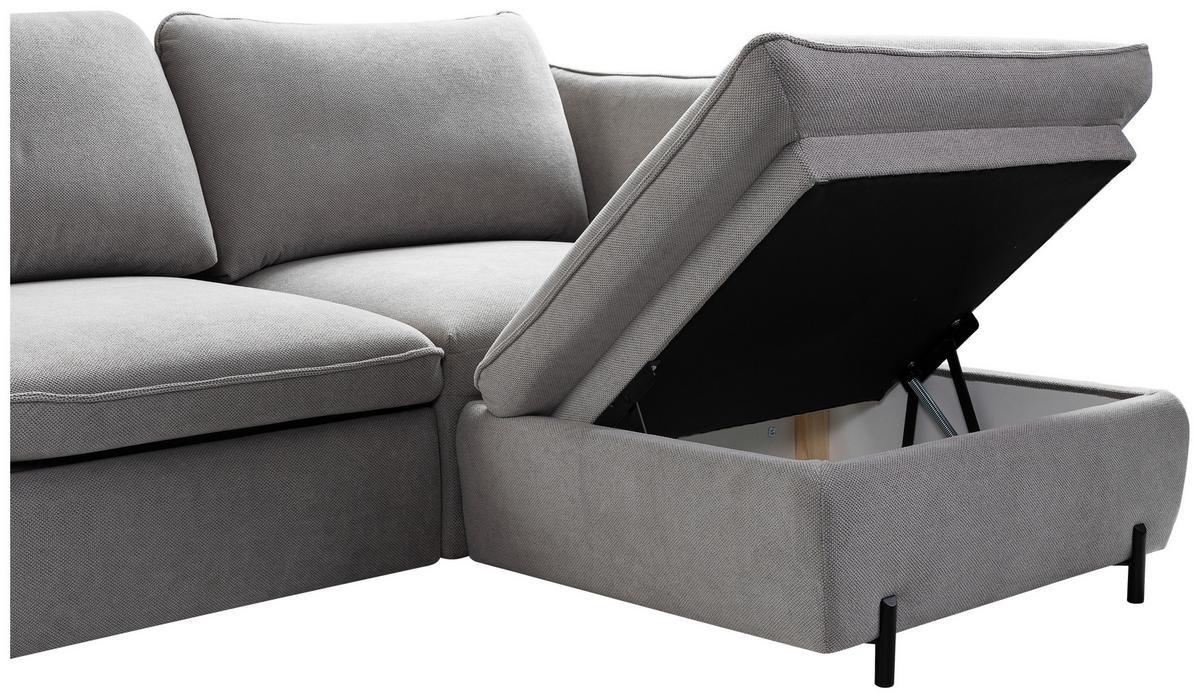 Ecksofa Baloo, Grau S: 262x178 cm - Schwarz/Grau, MODERN, Textil (262/178cm) - MID.YOU