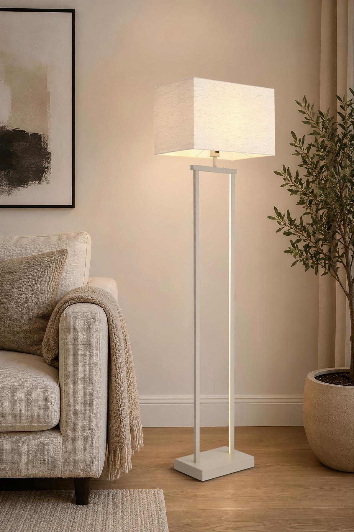 LED-STEHLEUCHTE Naturfarben, ca. 40x27x153 cm - Sandfarben/Naturfarben, Design, Textil/Metall (40/27/153cm) - Globo