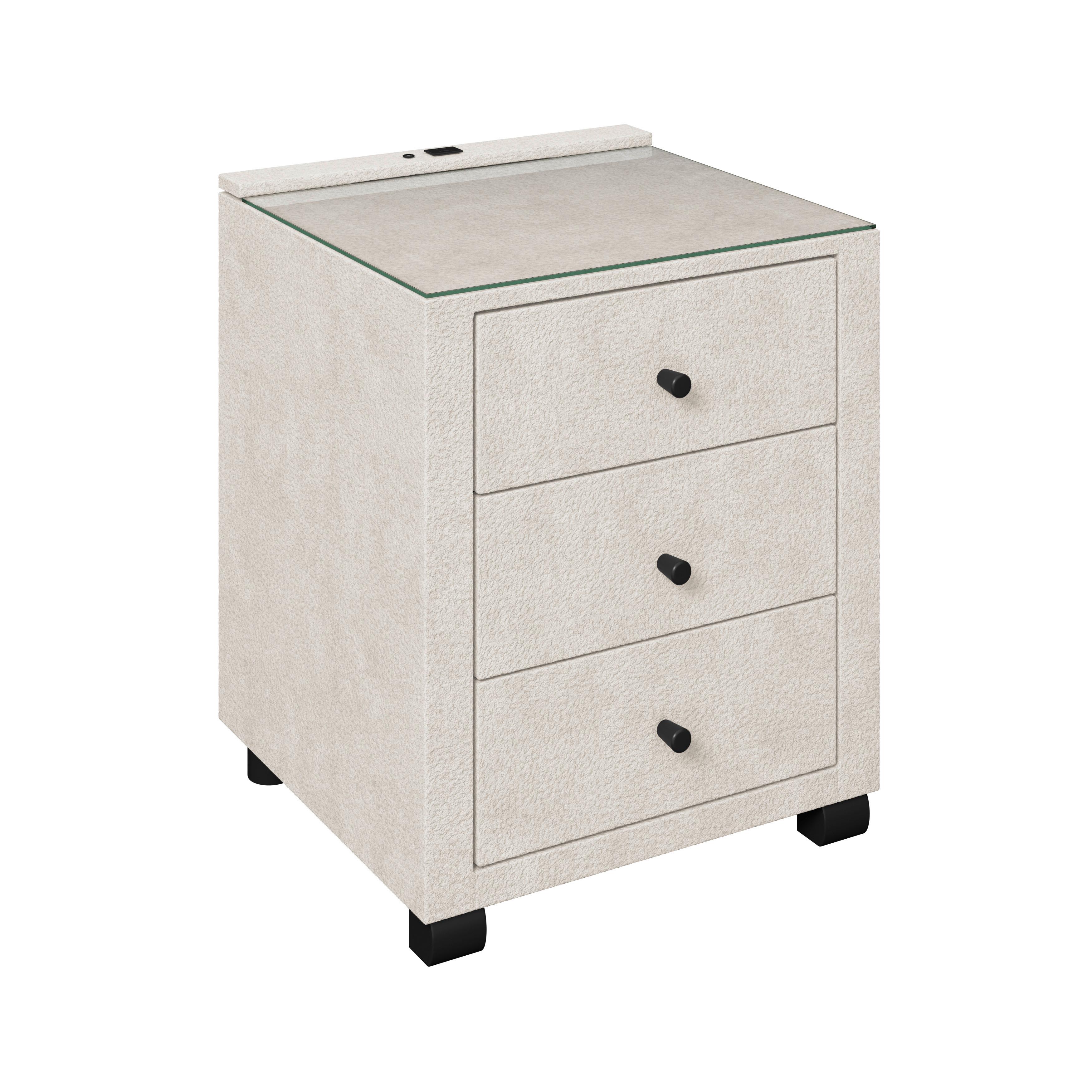 Nachtkästchen Elysia inkl. Beleuchtung B: 48 cm - Beige, Trend, Glas/Holz (48/68/45,5cm) - Luca Bessoni