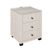 Nachtkästchen Elysia inkl. Beleuchtung B: 48 cm - Beige, Trend, Glas/Holz (48/68/45,5cm) - Luca Bessoni