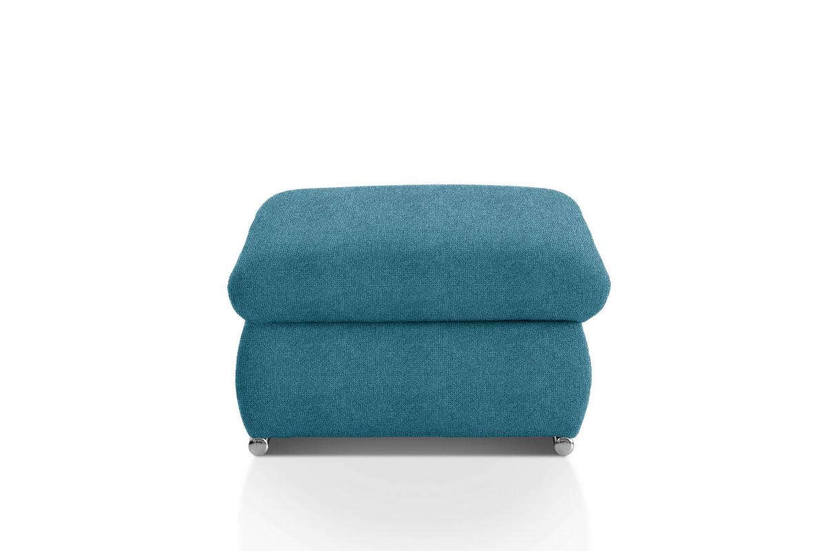 Polsterhocker Isona Blau Chenille - Chromfarben/Blau, Design, Textil (101/45/74cm) - Livetastic