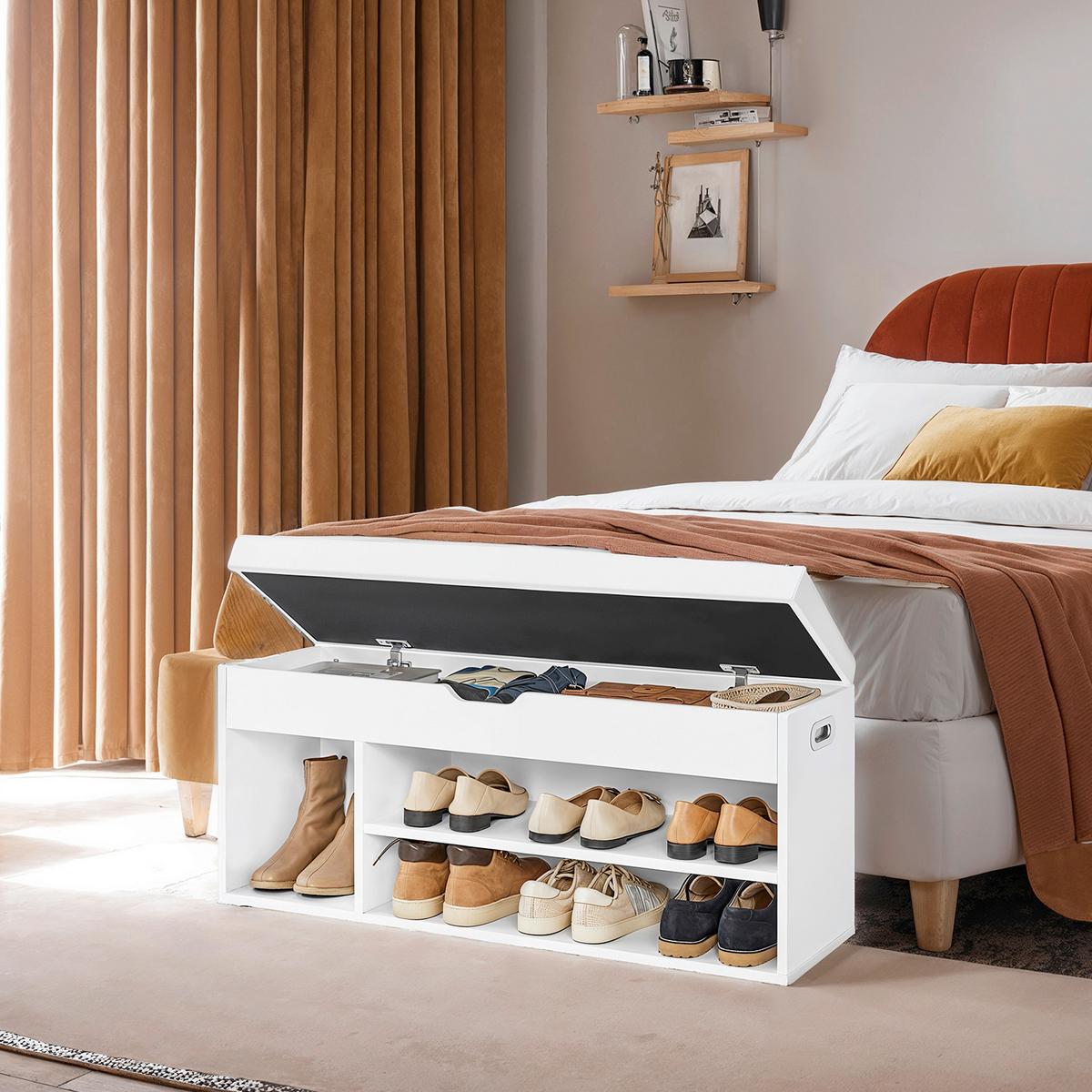 LAVICA DO PREDSIENE FARBA: BIELA - biela, Trend, kompozitné drevo/textil (100/44/30cm) - MID.YOU