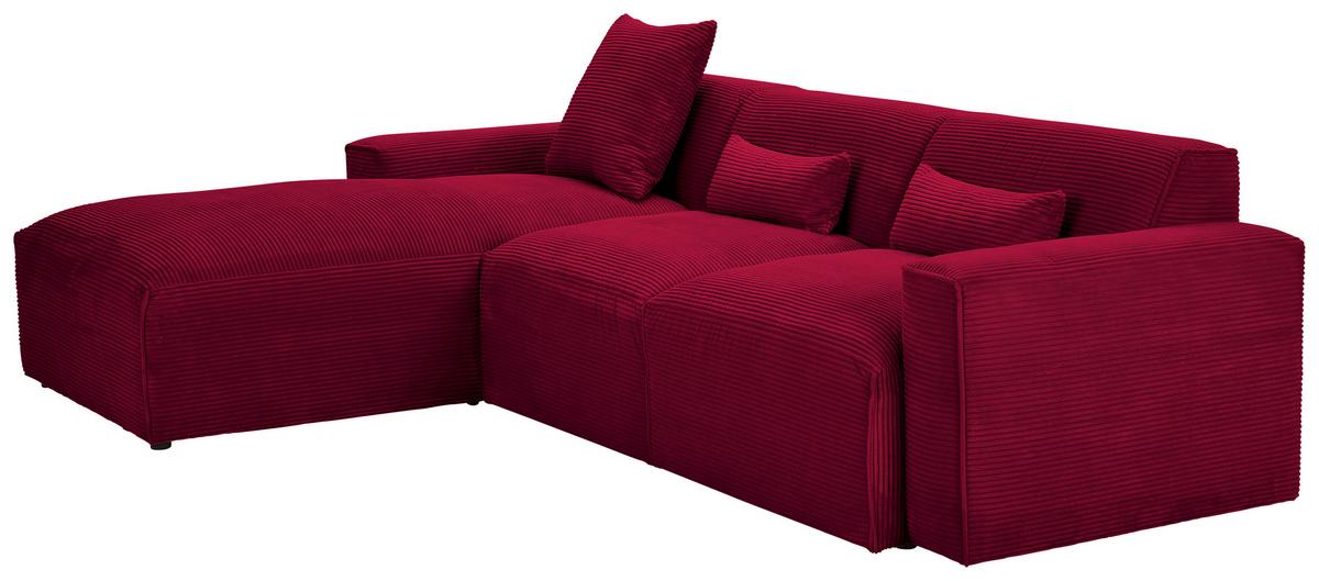 Ecksofa Pearl - Rot/Schwarz, Design, Textil (196/303cm) - Livetastic