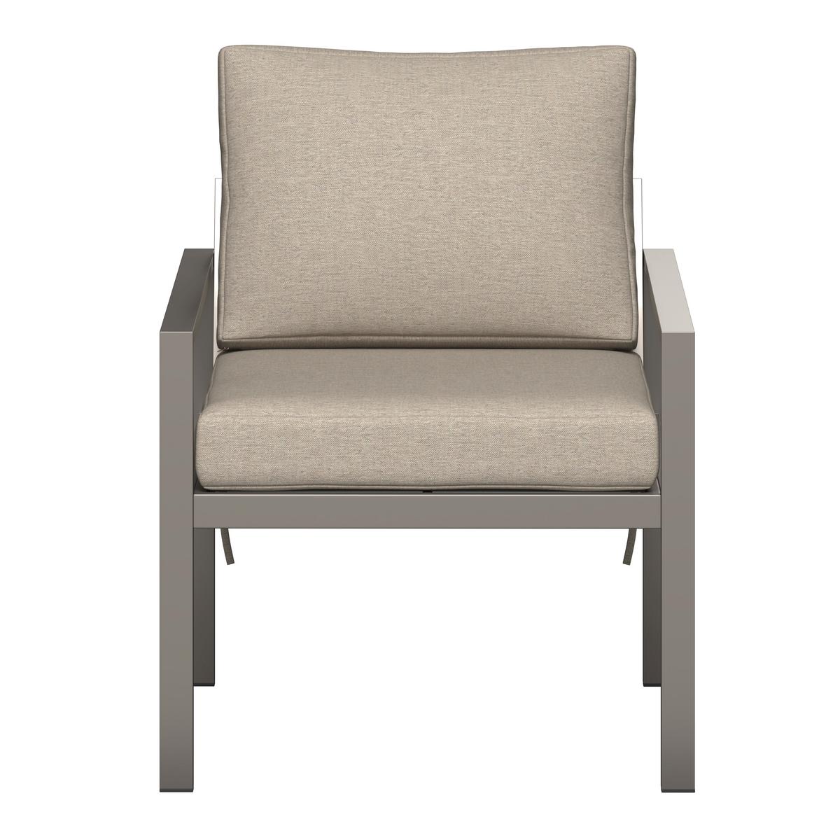 Loungegarnitur Zamora - Graubraun/Beigebraun, MODERN, Textil/Metall (105/35,5/50cm) - Beldano