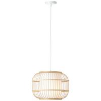 HÄNGELEUCHTE 99266/09 BONES - Naturfarben/Weiß, Basics, Holz/Textil (40/150cm) - Brilliant