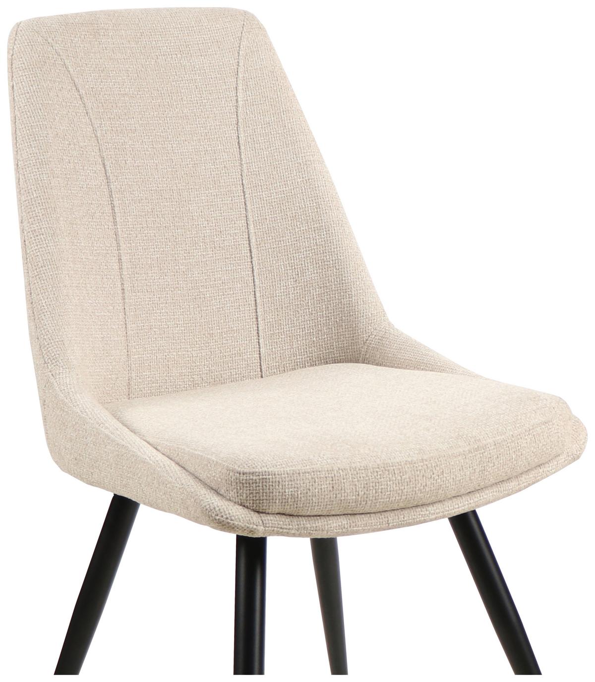 4er Stuhl-Set Corinna Bezug: Leinenoptik Beige - Beige/Schwarz, MODERN, Holz/Textil (49/88/59cm) - MID.YOU