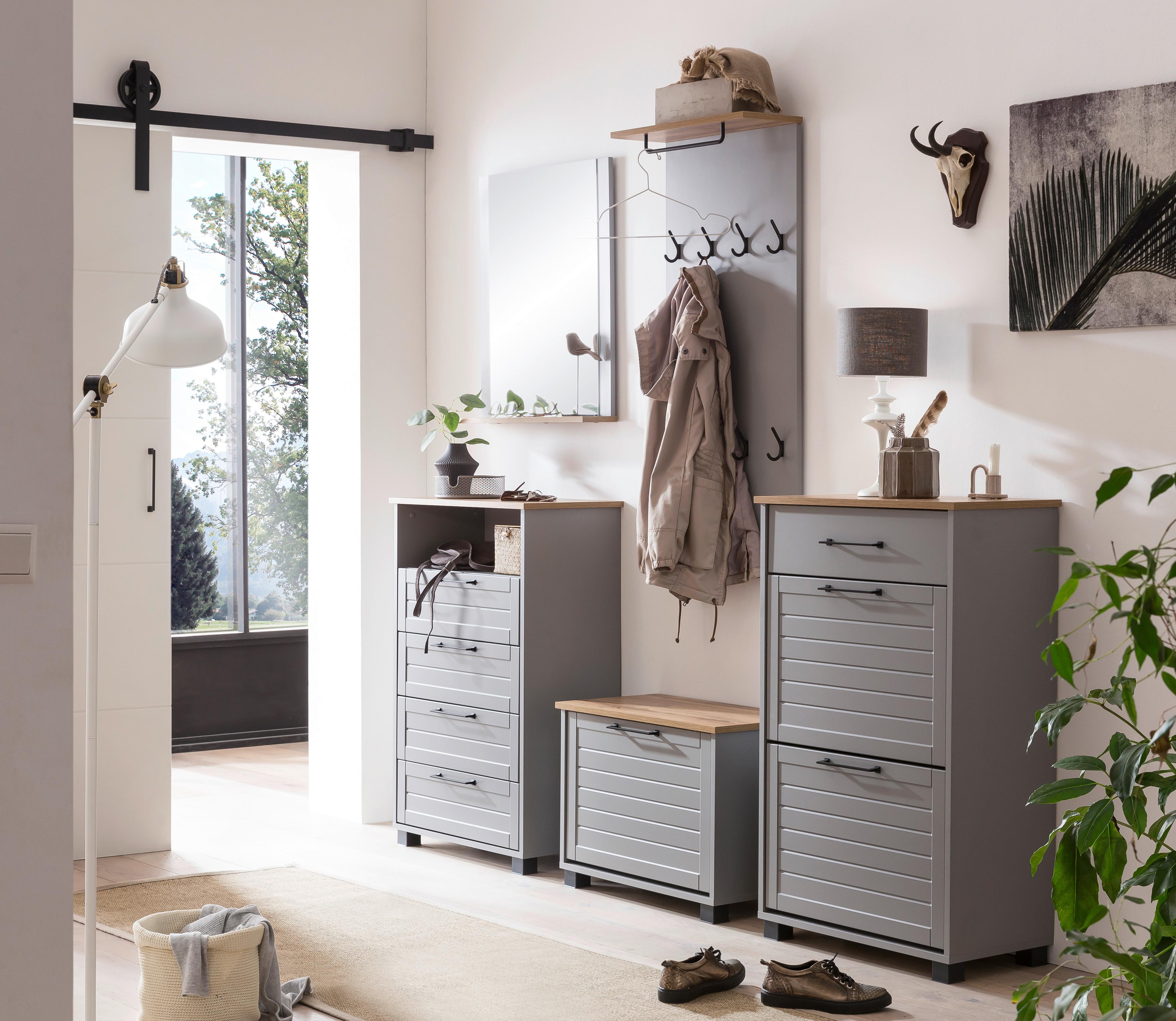 Highboard Jelda Highboard - Platinfarben/Eichefarben, Holzwerkstoff (62,4/102/34,1cm) - MID.YOU