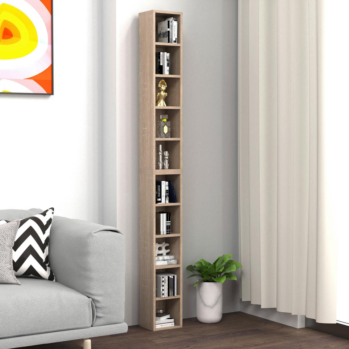 CD-Regal Megosa Sonoma Eiche Dekor - Sonoma Eiche, Design, Holzwerkstoff (40/94/17cm) - MID.YOU
