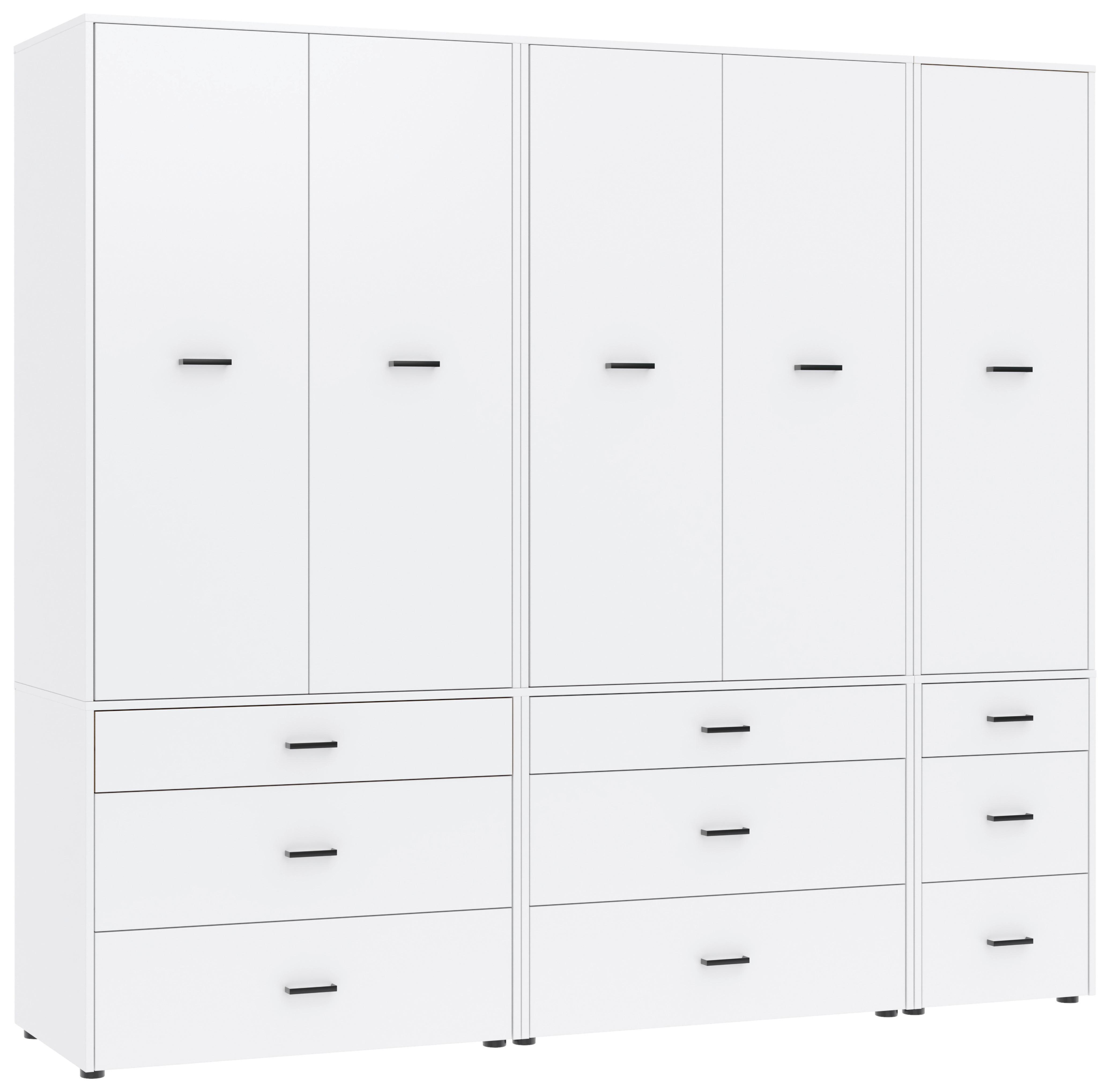 Kleiderschrank Kivo Weiß, B: 225 cm - Weiß, Basics, Holzwerkstoff (225/199,6/52,1cm)