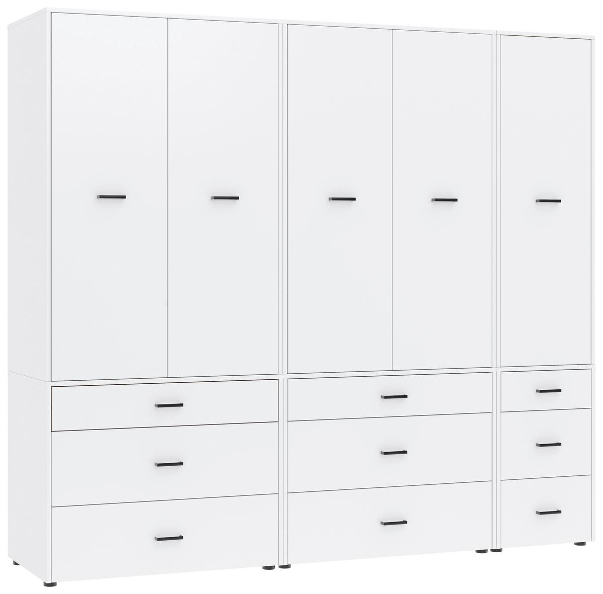 Kleiderschrank Kivo Weiß, B: 225 cm - Weiß, Basics, Holzwerkstoff (225/199,6/52,1cm)