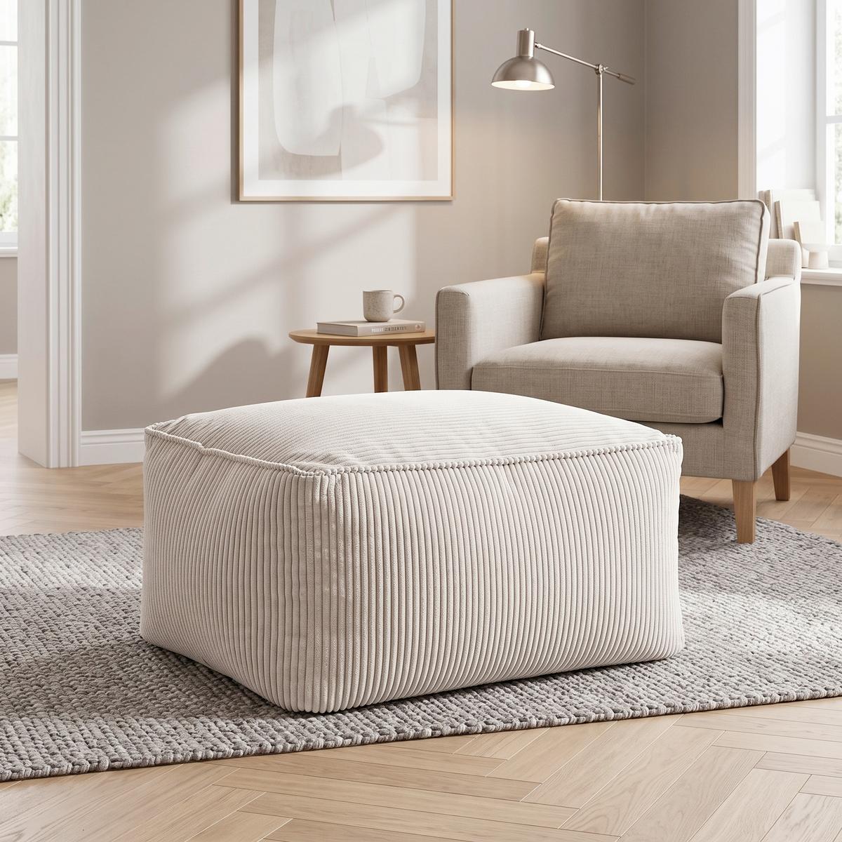 Taburetka CAROLINE, biely menčester, max. 80 kg - biela, Modern, textil (80/38/50cm) - Mömax