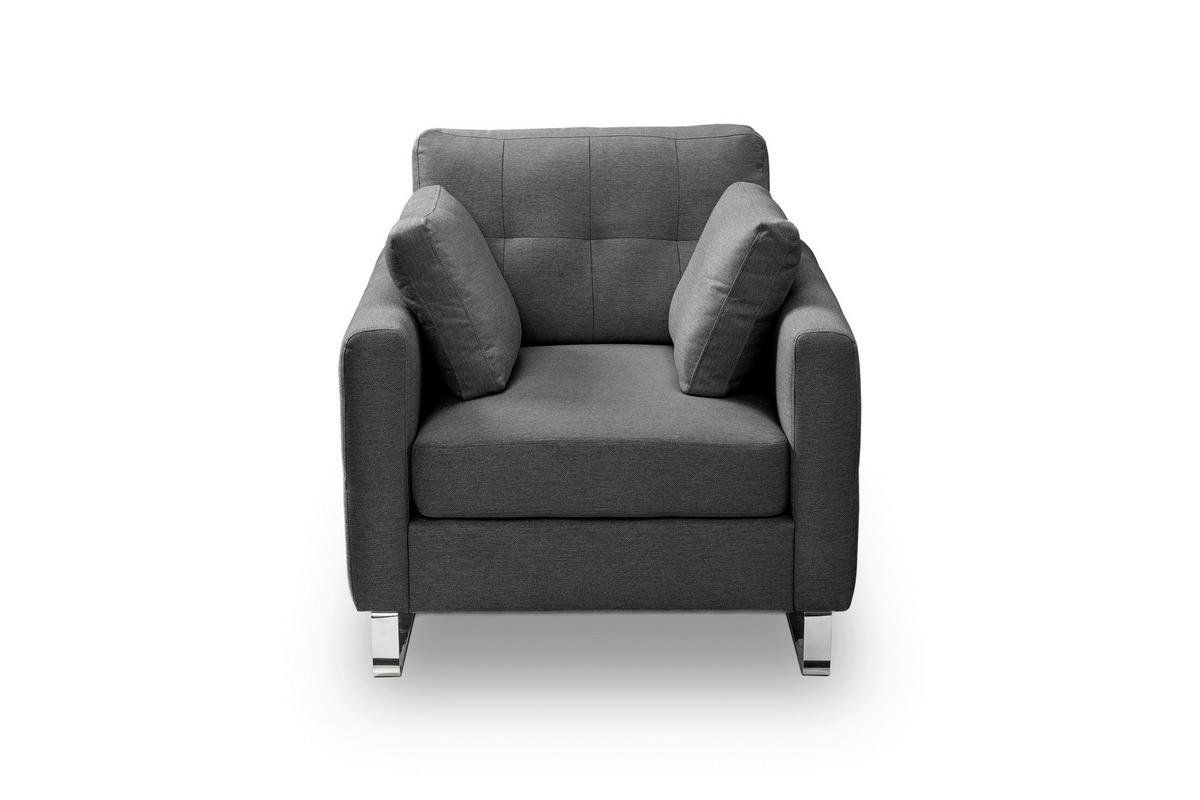 1,5-Sitzer Hera Grau B: 93cm - Chromfarben/Grau, Basics, Holz/Textil (93/92/94cm) - MID.YOU