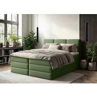 Boxspringbett mit Topper & Bettkasten 180x200 Castel - Schwarz/Grün, MODERN, Holz/Holzwerkstoff (180/200cm) - MID.YOU