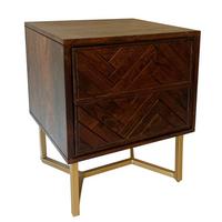 Nachttisch Dunkelbraun B: 45 cm - Dunkelbraun/Goldfarben, Natur, Holz/Metall (45/40/57cm) - Livetastic