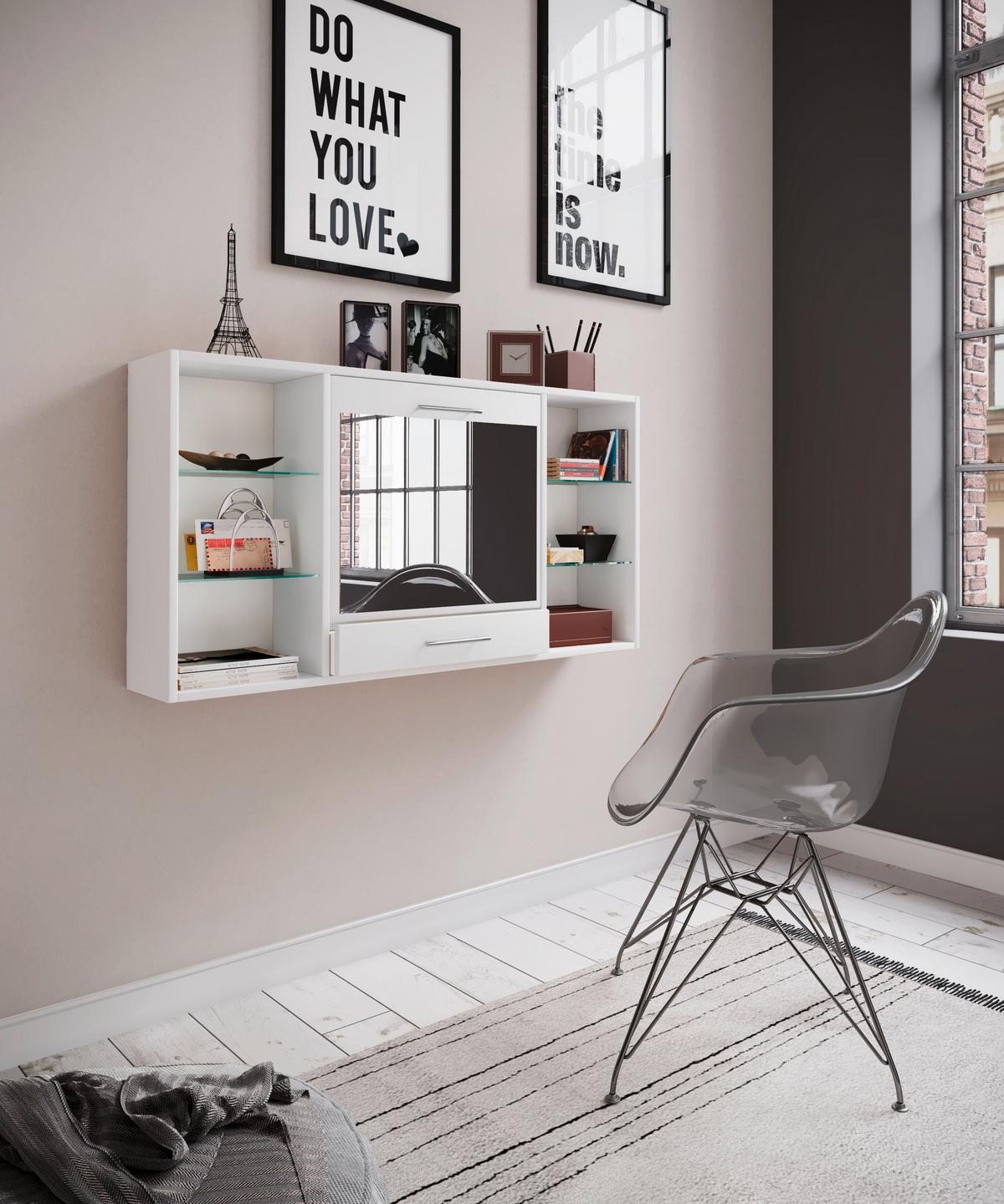 Schreibtisch Teala Weiß B: 19,7 Cm - Weiß, MODERN, Holzwerkstoff (115/19,7/60cm) - MID.YOU