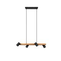 Hängeleuchten Marley H: 150 cm 4-Flammig, Echtholz Kiefer - Schwarz, Basics, Holz/Metall (80/20/150cm) - Trio Leuchten