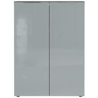 Schuhschrank Genova Graphitfarben B: 87 cm - Silberfarben/Graphitfarben, MODERN, Glas/Holzwerkstoff (87cm) - Germania