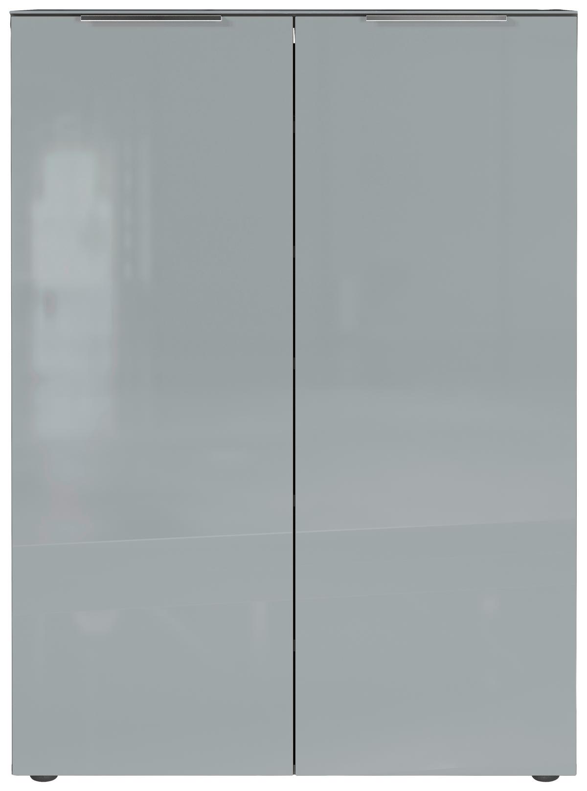 Schuhschrank Genova Graphitfarben B: 87 cm - Silberfarben/Graphitfarben, MODERN, Glas/Holzwerkstoff (87cm) - Germania
