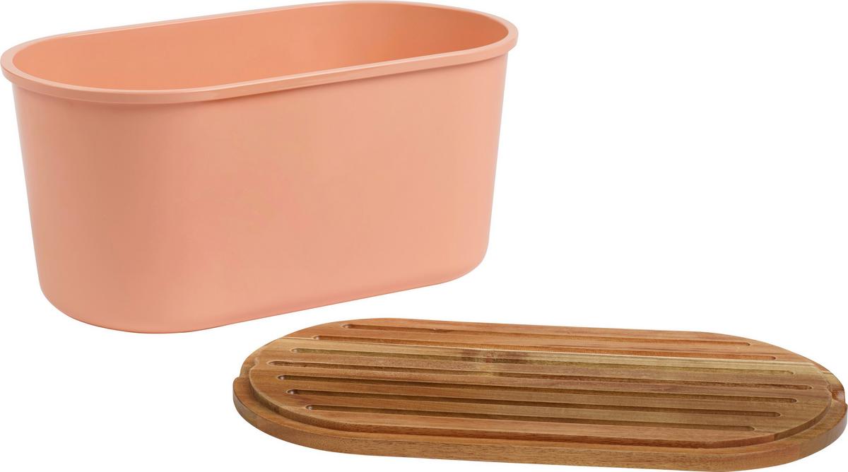 Box na chlieb EW-BK-0175 - koralová/farba akácie, Basics, drevo/plast (37/21,5/17,20cm) - Echtwerk