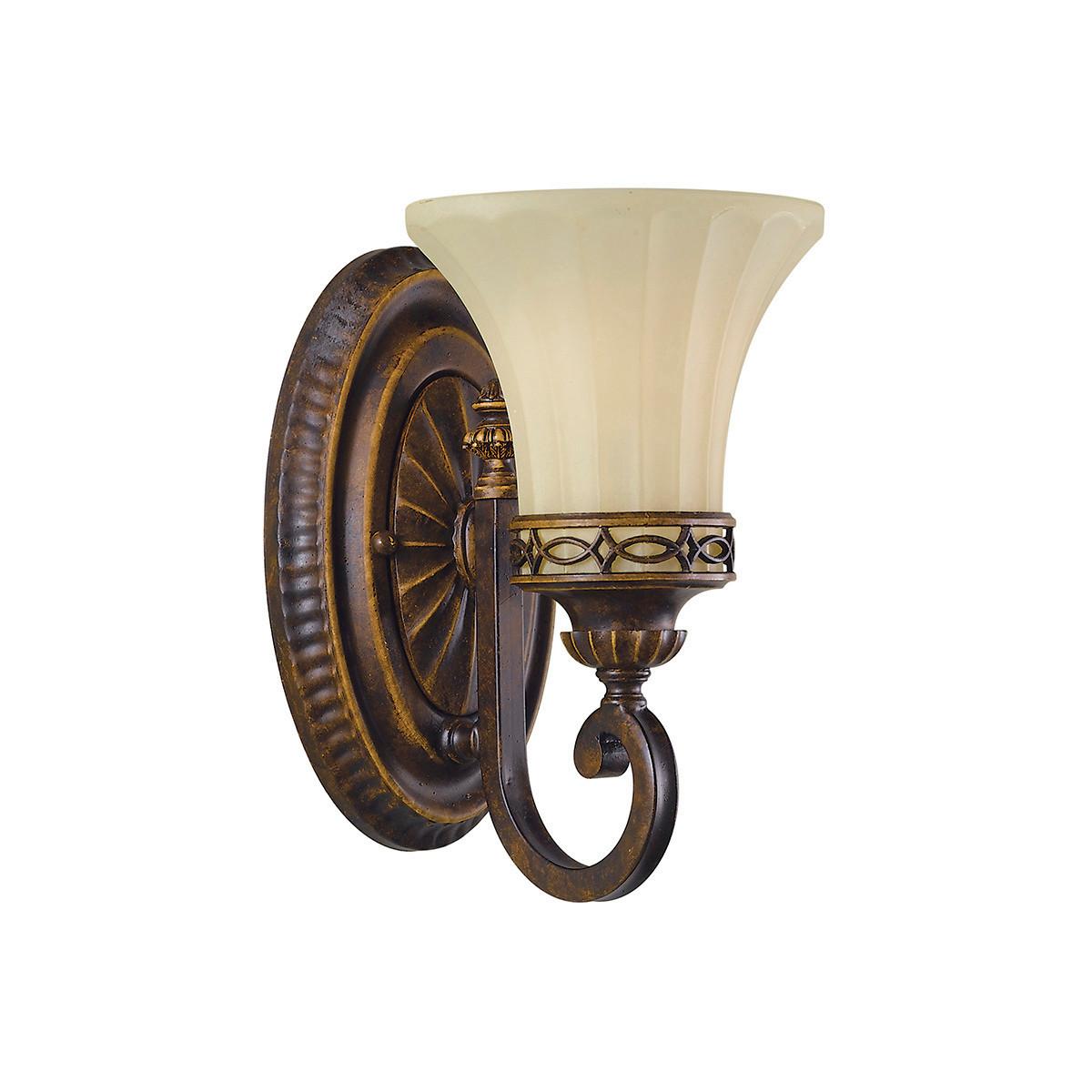 Wandleuchte Fe-Drawing-Room1 - Walnussfarben, Natur, Glas/Metall (20,1/15,7/24,9cm) - Elstead Lighting