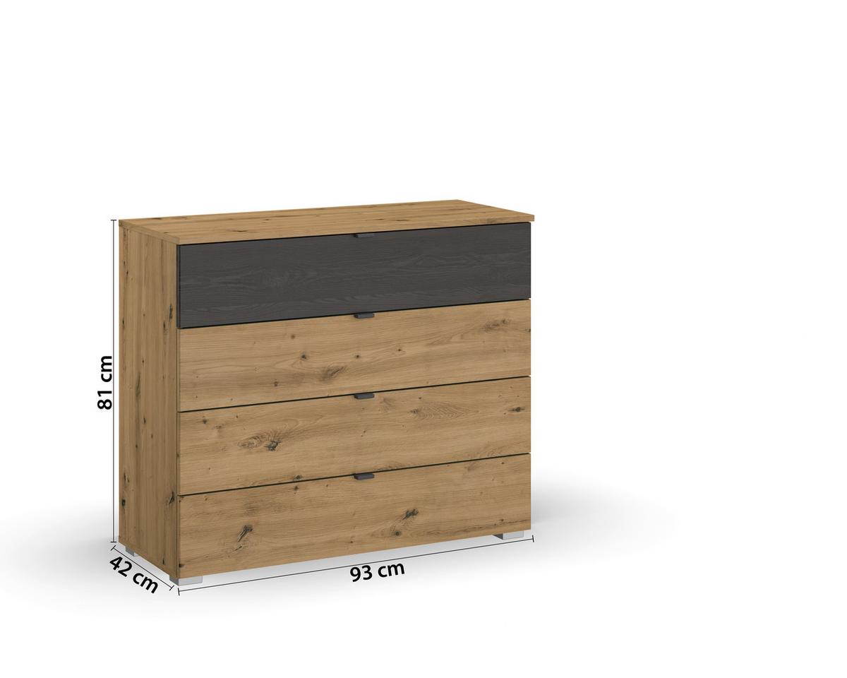 Kommode Apollon Schwarz/eiche Artisan B: 80 Cm - Alufarben/Schwarz, MODERN, Holzwerkstoff (80/81/42cm) - Rauch Möbel