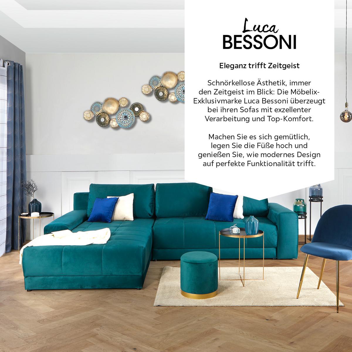 Ecksofa mit Schlaffunktion + Bettkasten Adria Smaragdgrün - Smaragdgrün, MODERN, Textil (213/308cm) - Luca Bessoni