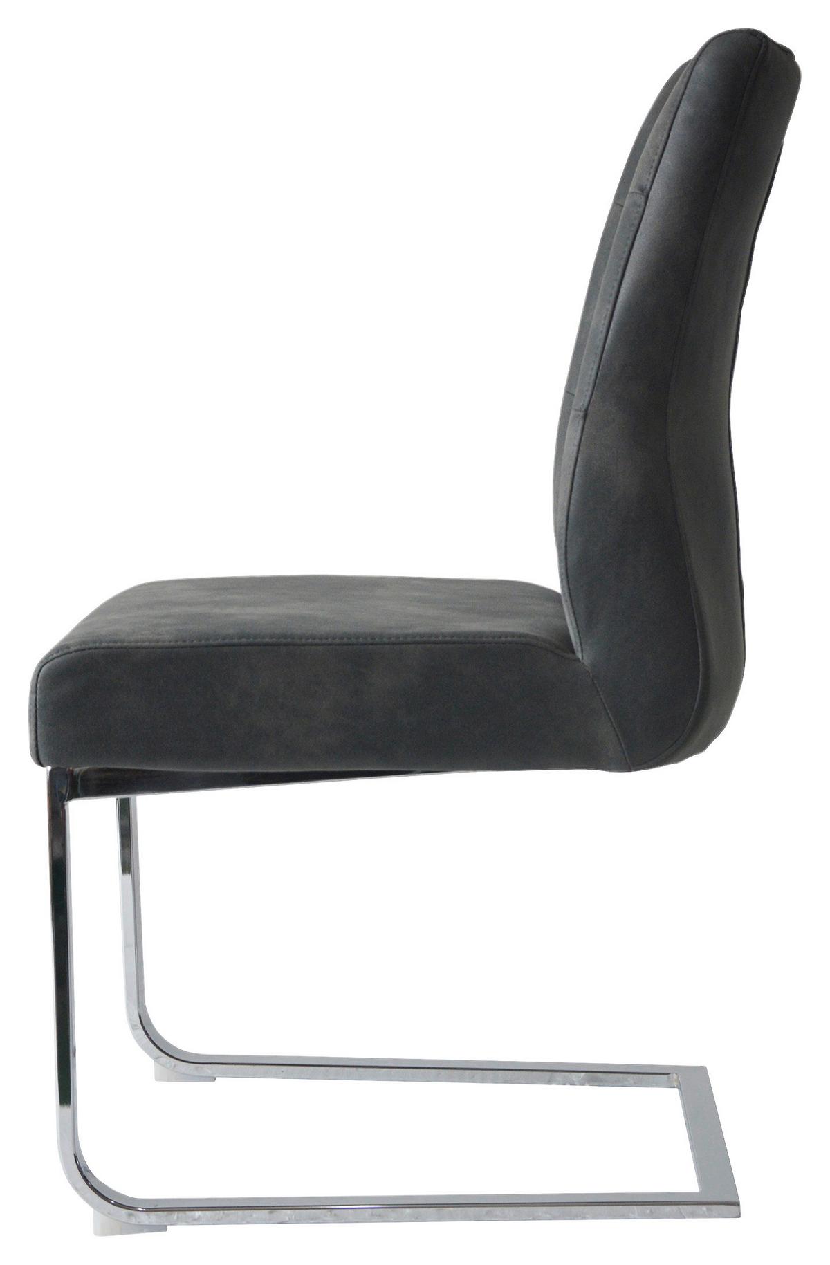 Schwingstuhl-set Marlen Xxl Anthrazit/silberfarben B: 47cm - Anthrazit/Silberfarben, LIFESTYLE, Textil/Metall (47/96/62cm) - MID.YOU