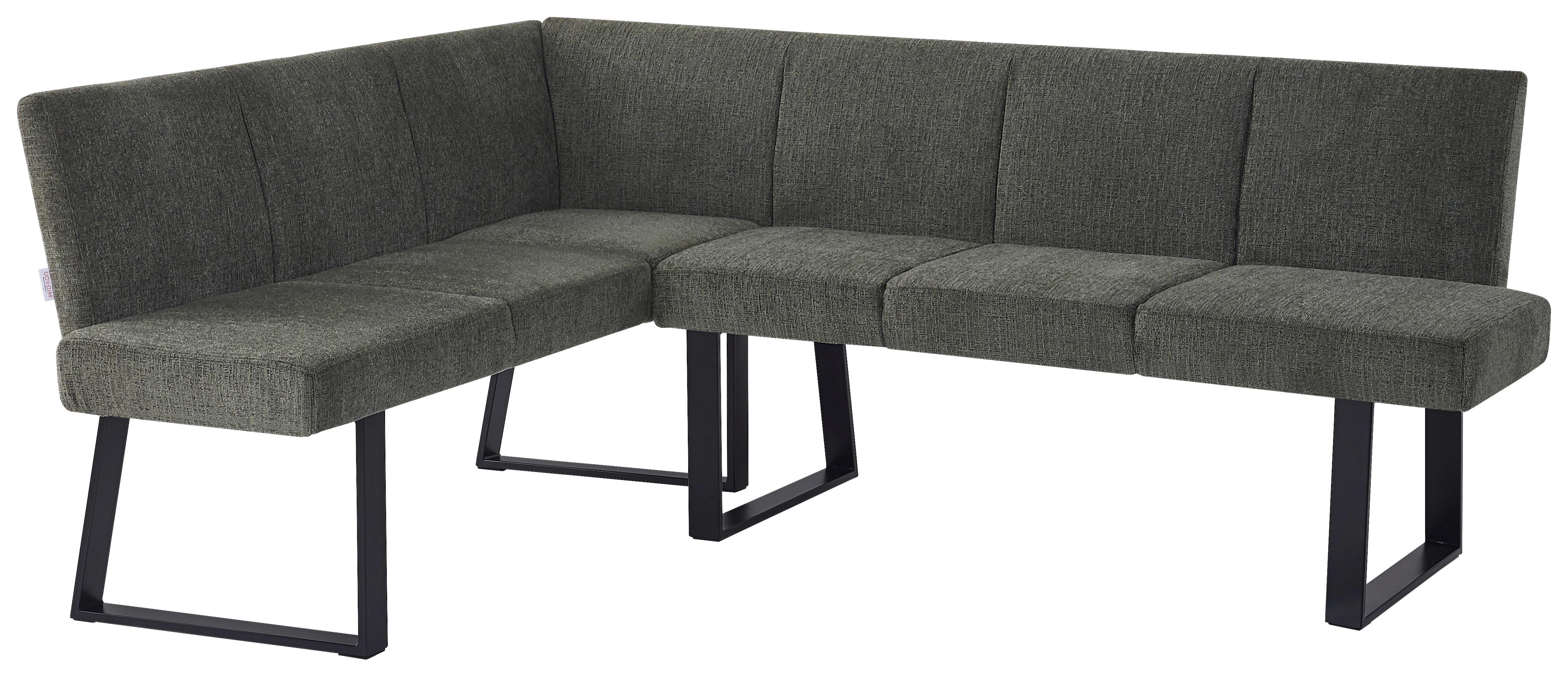 Eckbank Grün/Metallbeine Terri 150x190 cm - Schwarz/Grün, MODERN, Textil/Metall (150/190cm) - MID.YOU
