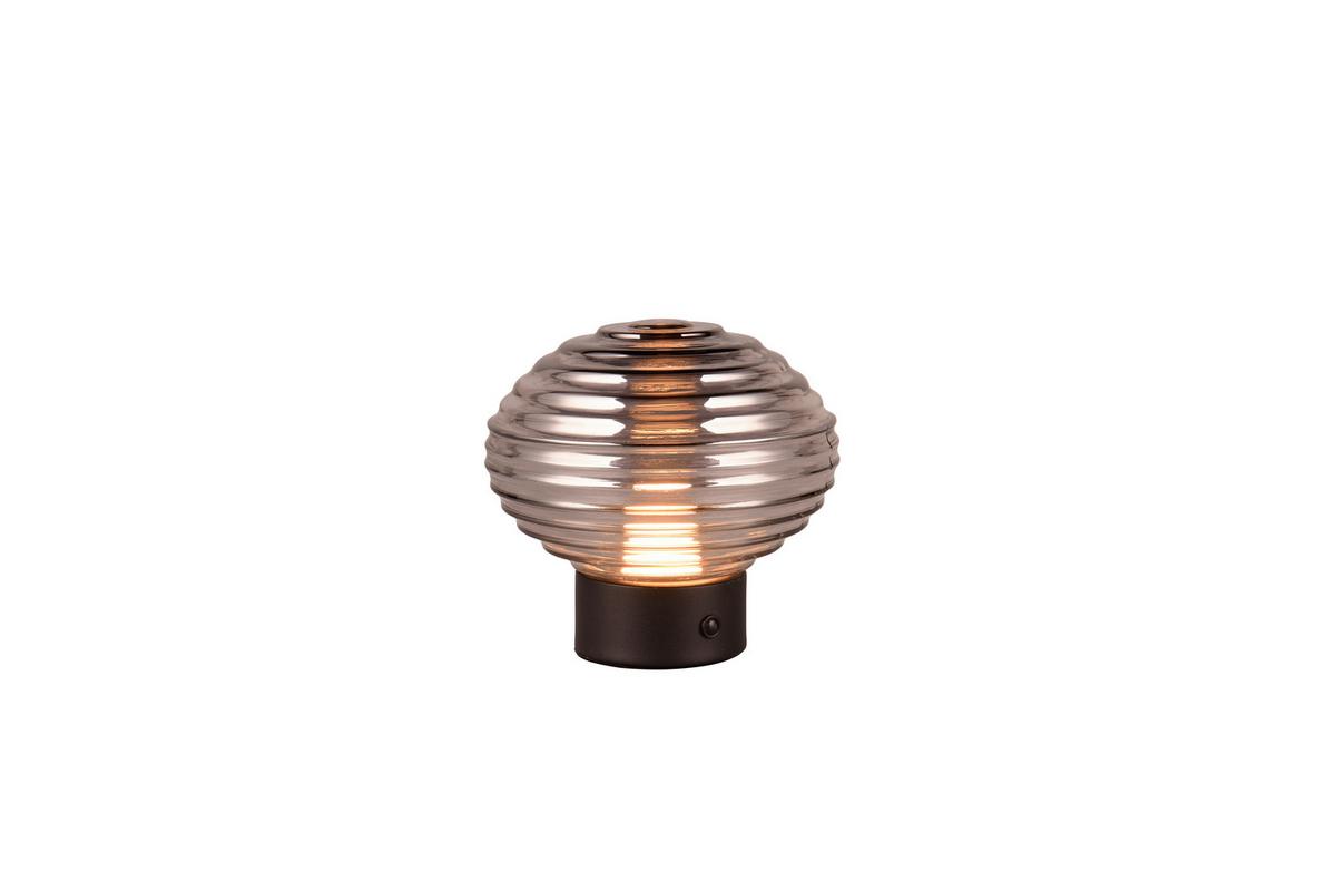 Akku-Tischleuchte R57771154 Earl - Schwarz/Grau, KONVENTIONELL, Glas/Metall (15,5/14,5cm)