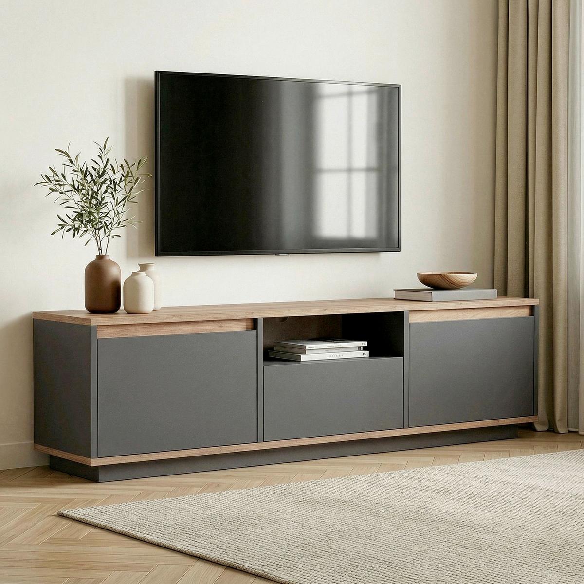 TV-ELEMENT Anthrazit/Pinienfarben B:160cm - Anthrazit/Pinienfarben, MODERN, Holzwerkstoff (160/42/30cm)
