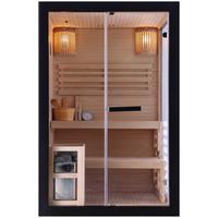 Finnische Panoramasauna BHT: 130x200x120 cm - Schwarz, Basics, Glas/Holz (130/200/120cm) - Sanotechnik