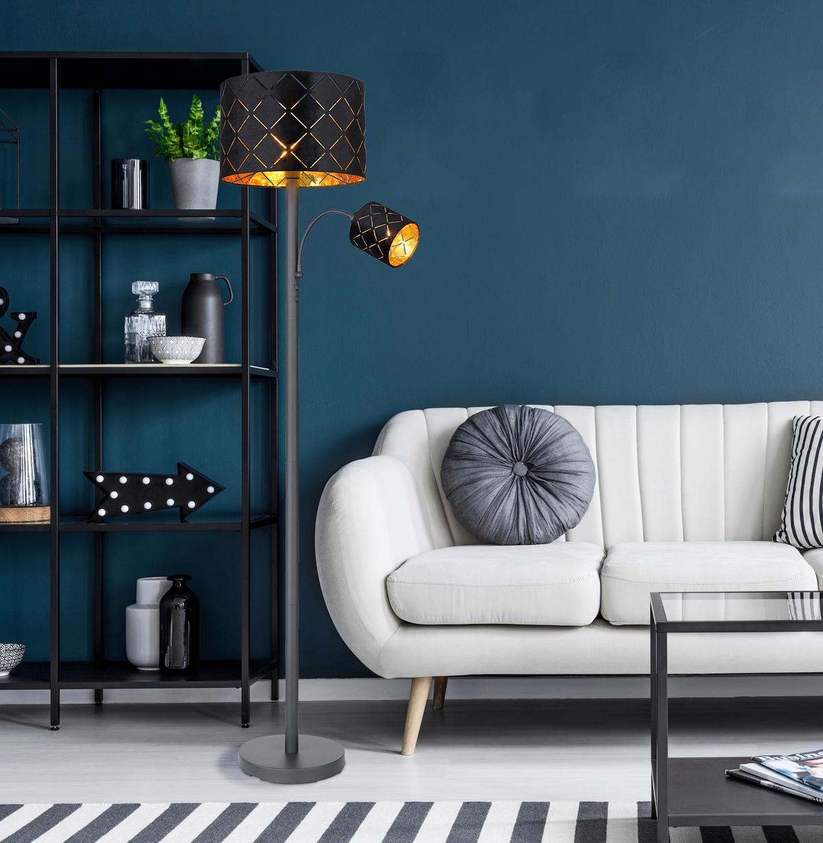 STOJACÍ LAMPA Manfried, 35/162cm - černá, Moderní, kov/textil (35/162cm) - Mömax