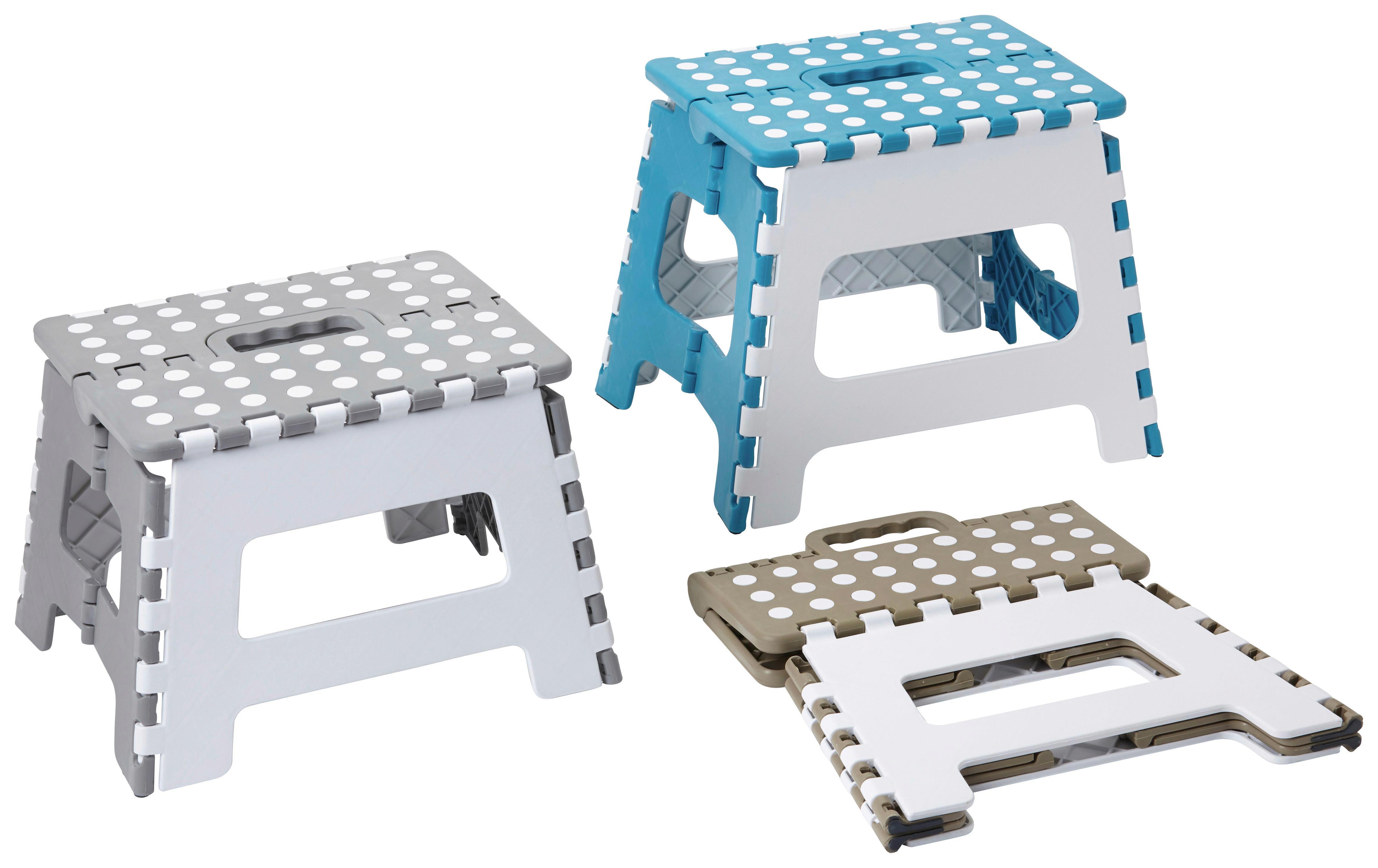 Klapphocker Foldy - Taupe/Petrol, KONVENTIONELL, Kunststoff (32/21,5/22cm)