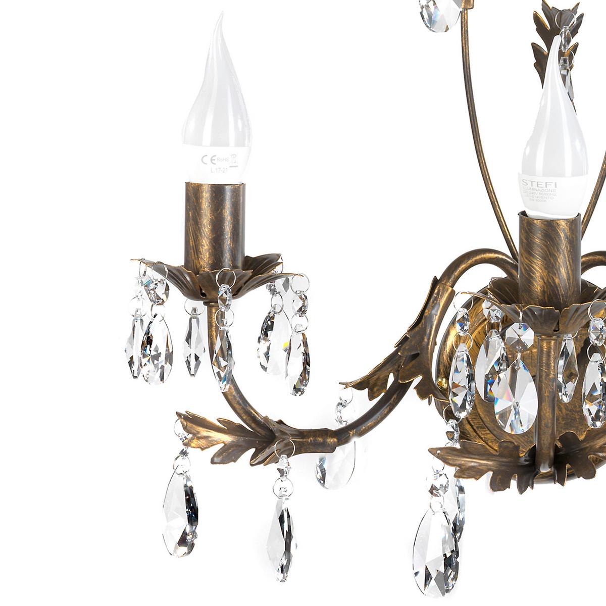 KRISTALL-HÄNGELEUCHTE 4670/3 TERESA - Bronzefarben, KONVENTIONELL, Glas/Metall (40/100cm)