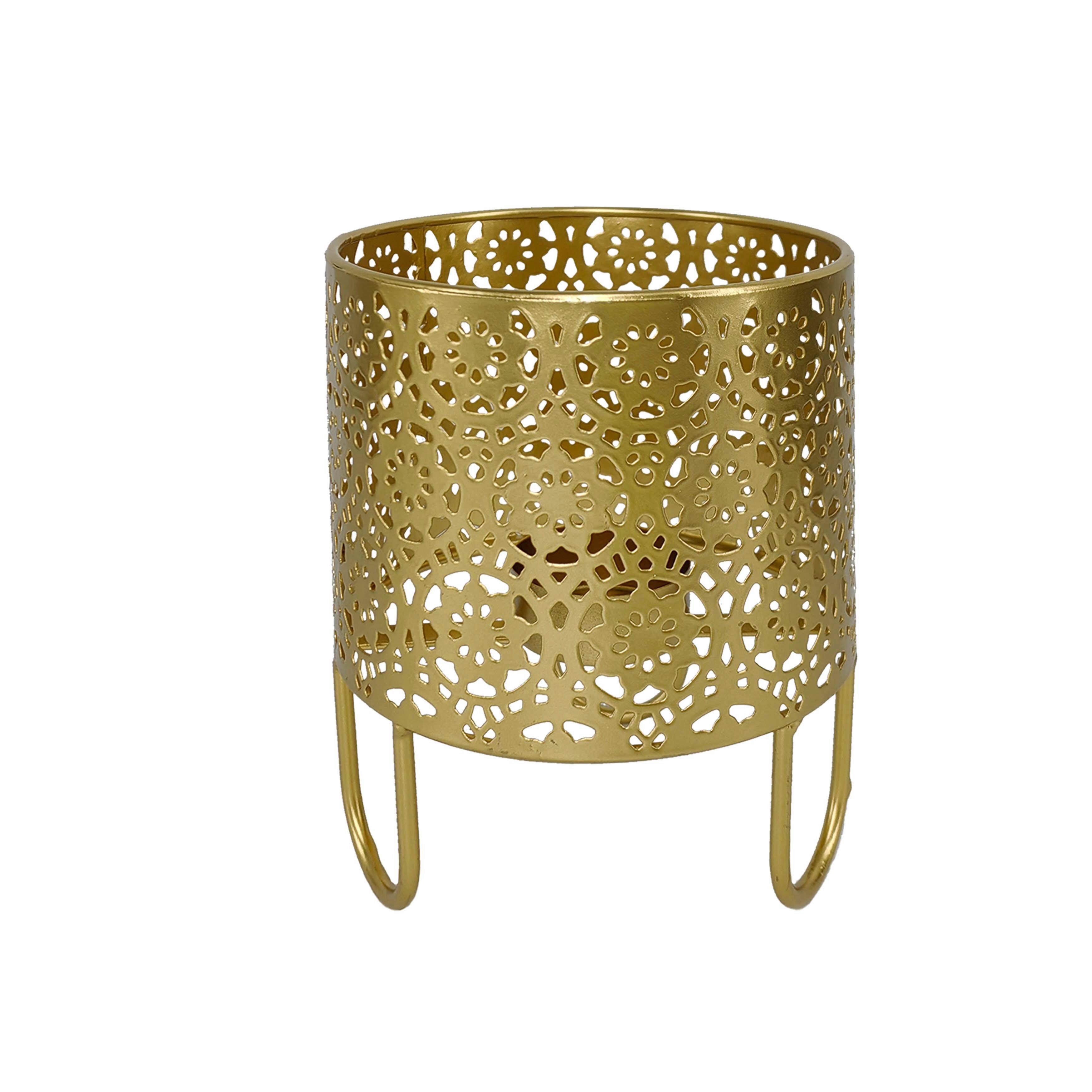 Laterne Melissa - Goldfarben, KONVENTIONELL, Metall (12/15cm) - Luca Bessoni