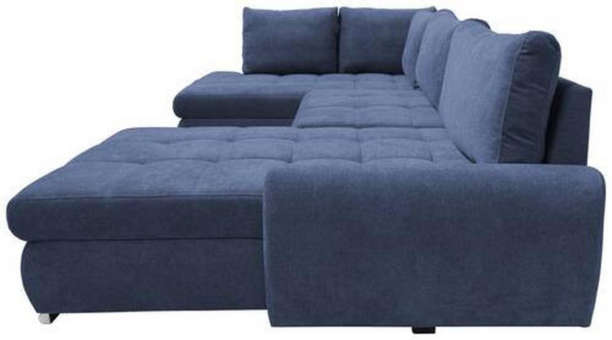 Ecksofa Canion - Chromfarben/Dunkelblau, Design, Textil (173/322/174cm) - Livetastic