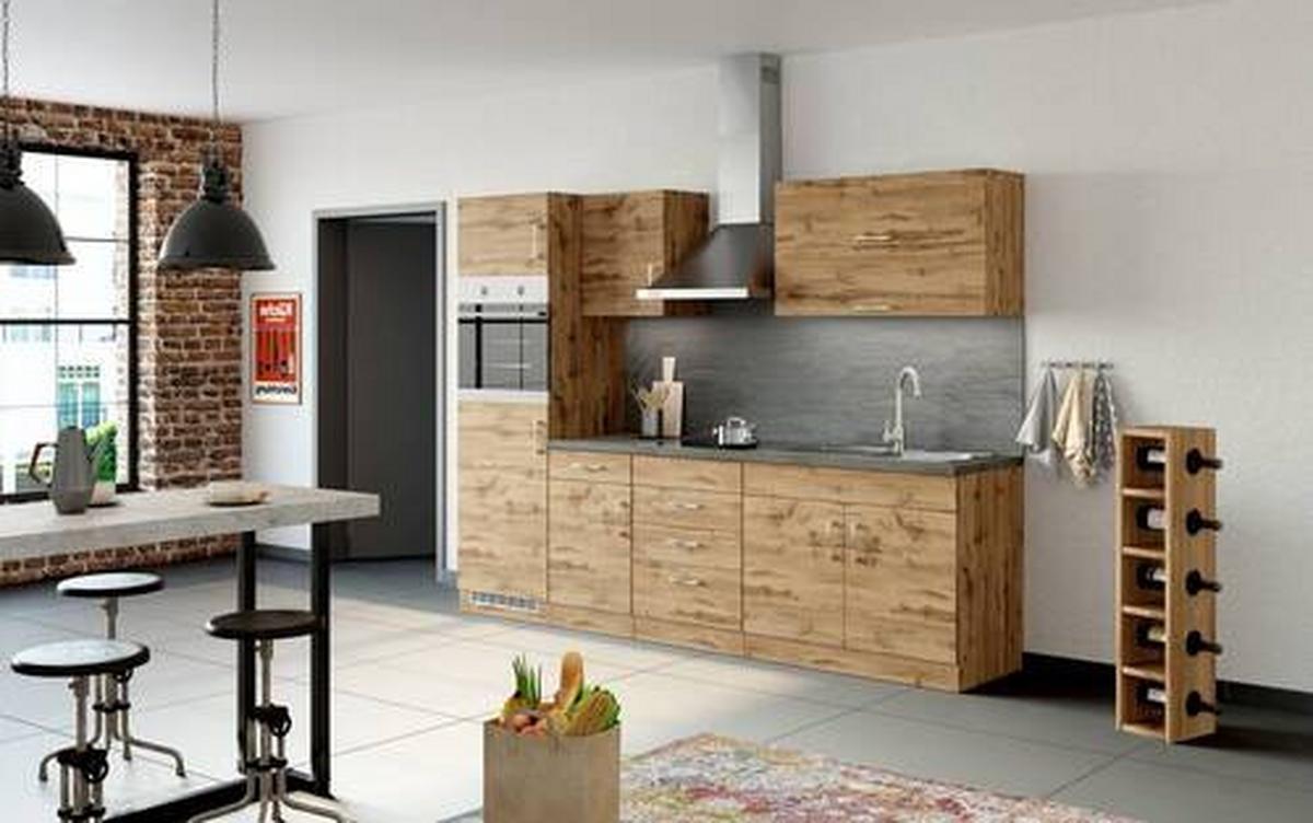 Küchenzeile Sorrento Mit Geräten B: 270 cm Eichefarben - Schieferfarben/Eiche Wotan, MODERN, Holzwerkstoff (270cm) - Held